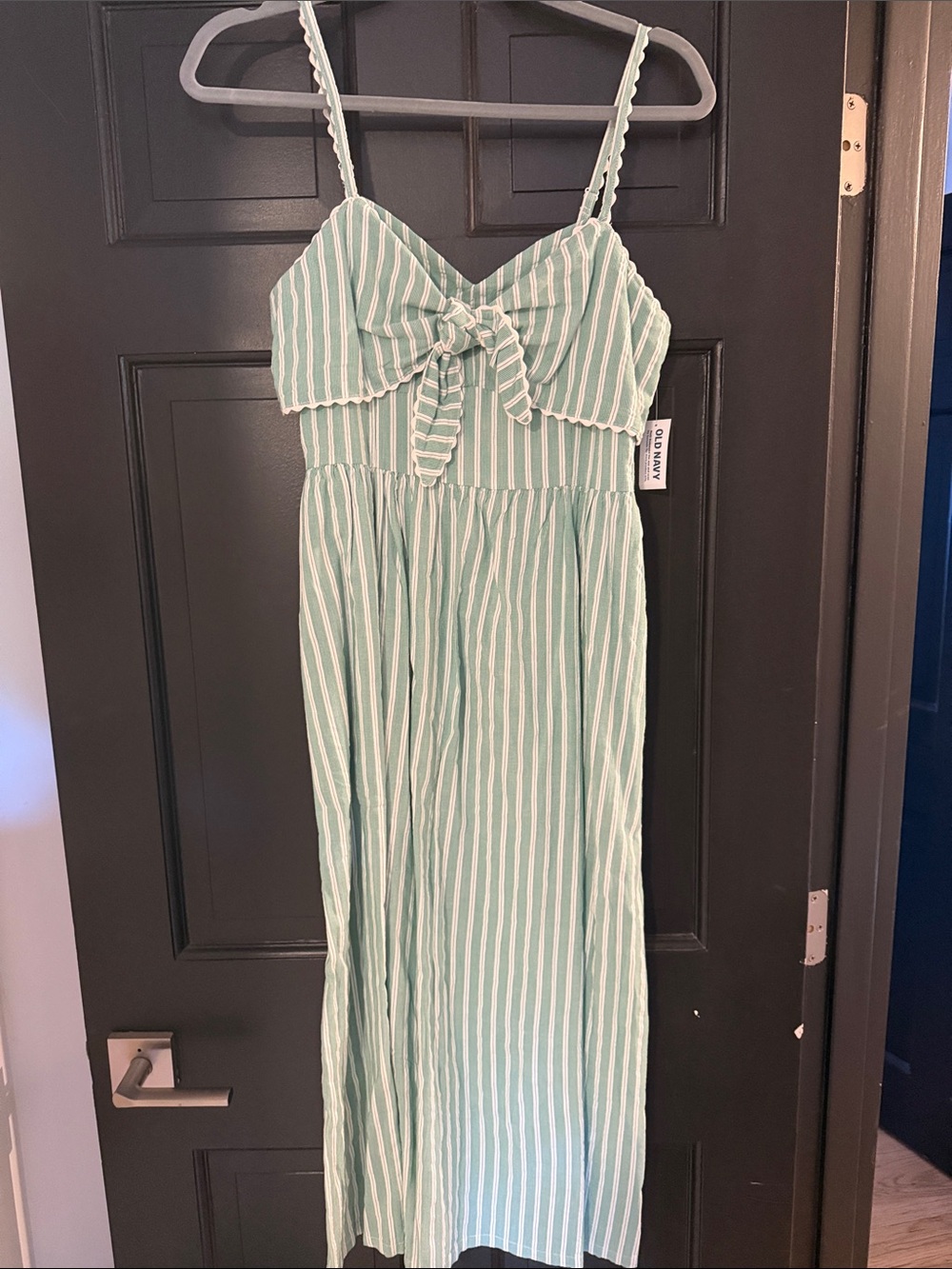 NWT Old Navy Green Striped Tie-Front Midi Dress NWT Size S